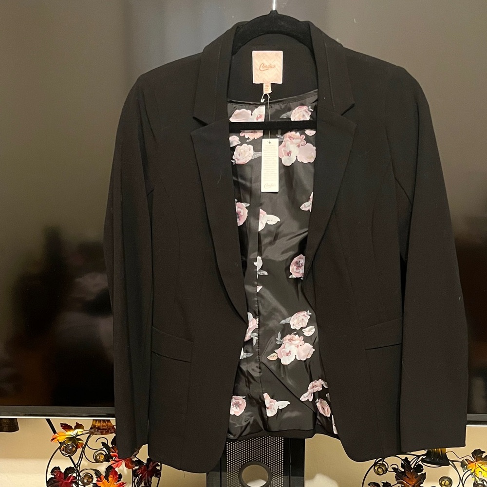 Candie’s Black Blazer with Floral Lining